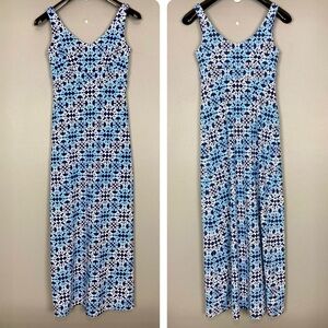 J. McLaughlin Catalina Knit Maxi Dress Women’s Size XS Sleeveless Lattice Print